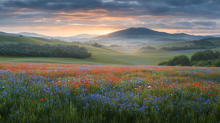 Sunrise over Poppy Field for Rolling Hills.