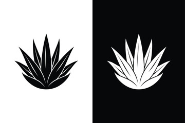 Aloe Plant Silhouette Vector Icon Minimalist Black & White Design