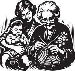 Mother and Son Knitting Vector Bundle