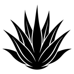Aloe Plant Silhouette Vector Icon Minimalist White Background.