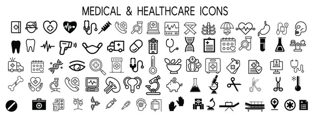 Medical Vector Icons Set. Line Icons, Sign and Symbols. Medicine, Health Care, Internal Organs, Drugs, Symptoms, Dental and Fly. Mobile Concepts and Web Apps. Modern Infographic Logo and Pictogram