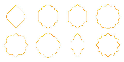 Elegant golden frames, empty, decorative, isolated on a transparent background. Collection, set. Vector illustration. Blank, card, poster, template.