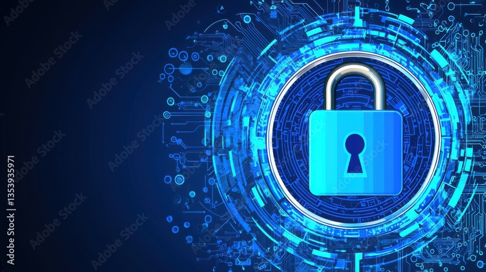 Poster a padlock on a circuit board highlighting the importance of privacy-preserving federated learning in