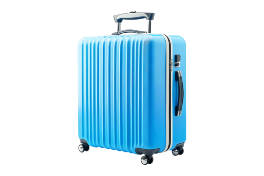 Blue suitcase Isolated on White and Transparent Background PNG Image.