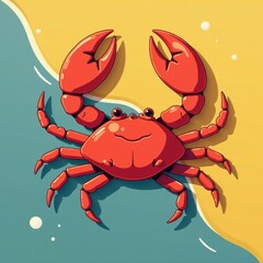 Crab and seafood flat icon for beach restaurants, beach, menu