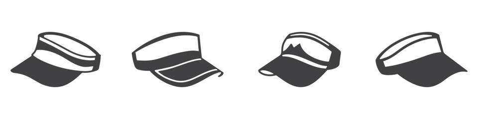 Visor Cap Icons Silhouette Vector Set