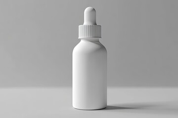 White Dropper Bottle Showing Realistic Shadows on a Light Background