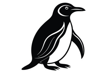 Naklejka premium penguin black silhouette art illustration white background
