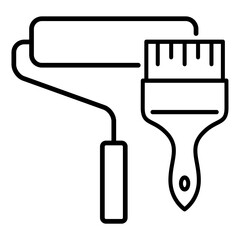 Paint brush icon, equipment painter tool flat web symbol, paintbrush vector illustration .