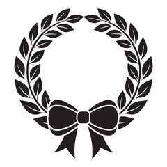 Black Laurel Wreath with Bow - Elegant Vintage Frame and Decoration