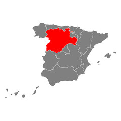 Castile and Leon of Spain map symbol shape, travel web flat vector illustration .