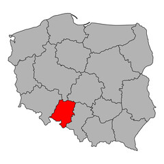 Opole of Poland map shape, travel web flat concept icon vector illustration .