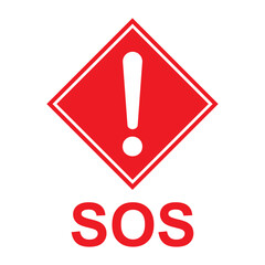 SOS help icon, safety support alert flat design, save vector illustration .