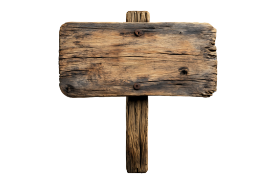 Empty wooden sign Isolated on White and Transparent Background PNG Image. - Powered by Adobe