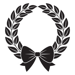 Black Laurel Wreath with Bow - Elegant Vintage Frame and Decoration