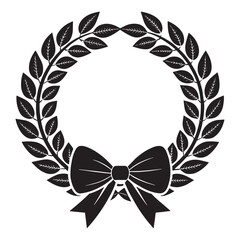 Black Laurel Wreath with Bow - Elegant Vintage Frame and Decoration