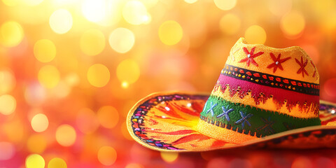 Festive Mexican Sombrero with Colorful Lights