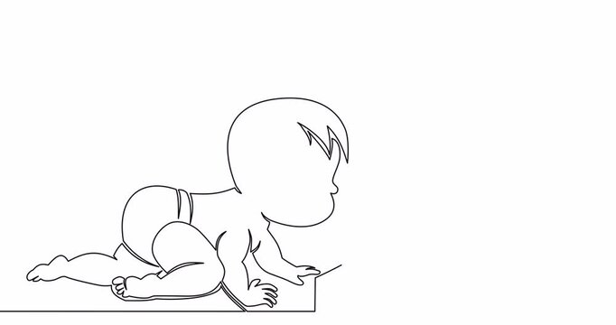 Self drawing line animation population growth and birth rate chart continuous one single line drawn concept video
