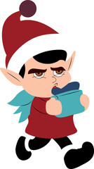 Elves bring gifts to Santa Claus