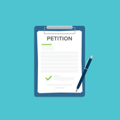 Petition concept. Collective public appeal document. Signing