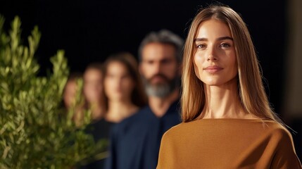 Fototapeta premium Slow Fashion Designer Showcases Unique Collection Emphasizing Sustainability and Timeless Style