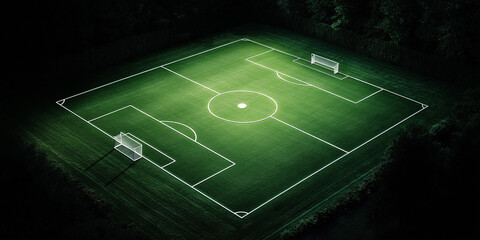 Glowing Soccer Field Lines in Darkness