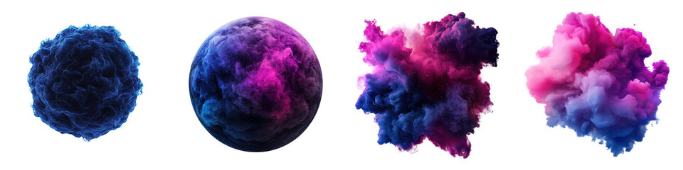 Fototapeta premium A visually striking image depicting a fantastical explosion of vibrant swirling smoke like forms in shades of blue purple and pink creating a captivating and mesmerizing abstract composition