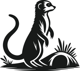 vector illustration of a black meerkat