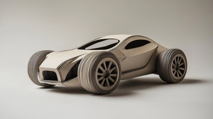 concept of Environmentally friendly  with eco car .paper art and craft style.