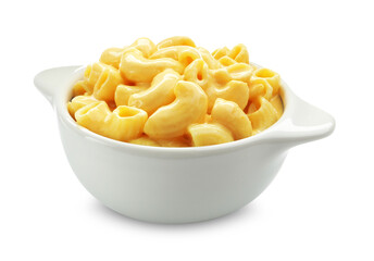 Delicious macaroni and cheese isolated on white