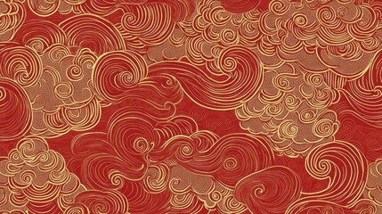 Red and gold swirling cloud pattern.