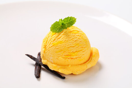 Scoop of yellow ice cream