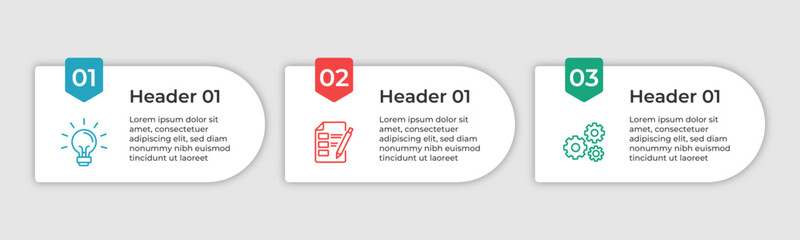 Three steps with an idea checklist and gears.
