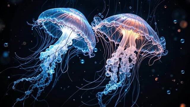 A fascinating motion of jellyfish fluid motion .Underwater scene