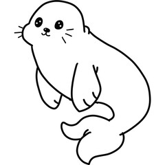 Vector illustration of seal isolated on white background. For kids coloring book.