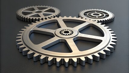 metal gears and cogs cluster isolated 3d illustration.