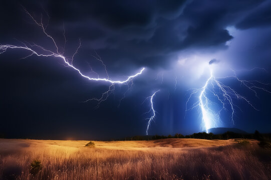 Gewitter in der Nacht mit spektakul&auml;ren Blitzen