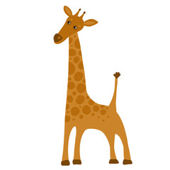 Cute stylized illustration of a giraffe with a long neck and playful expression. A fun and friendly design perfect for children’s decor, jungle-themed projects, and animal art.