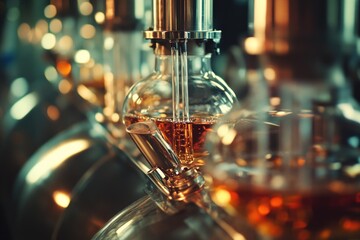 A close-up shot of a glass filled with transparent liquid, suitable for use in medical, science or lifestyle illustrations