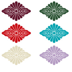 カラー家紋:菊菱に対い葉（透過可）