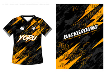 orange sublimation t shirt jersey design striking halftone grunge stripes gradient racing lightning thunder background pattern abstract vector illustration