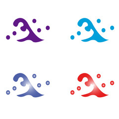 カラー家紋:二頭立波 斎藤家（透過可）