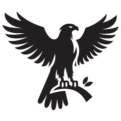 Obraz premium Hawk silhouette black and white vector icon