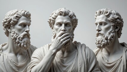 Three Marble Statues Depicting Expression and Thought in Classical Philosophy