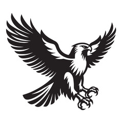 Obraz premium Hawk silhouette black and white vector icon