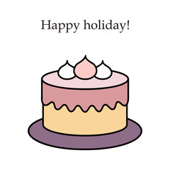 Festive cake in doodle style, congratulations