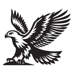 Obraz premium Hawk silhouette black and white vector icon
