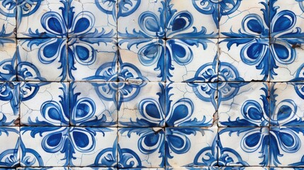 Traditional Portuguese Azulejo tile pattern, seamless and decorative.


