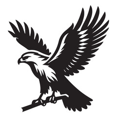 Obraz premium Hawk silhouette black and white vector icon