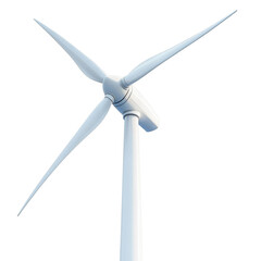 White wind turbine with transparent background. Clean energy concept. Design for banner, poster